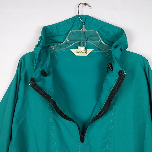 Vintage LL Bean Anorak 1/4 Zip Windbreaker Pullover Women's Size L Teal Green - Picture 3 of 7